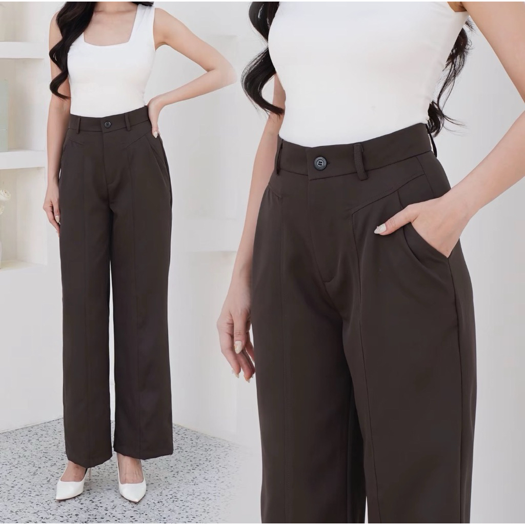 Kea Pants - Celana Highwaist Wanita Celana Kulot Formal Casual Loose Pants Panjang Anti Kusut