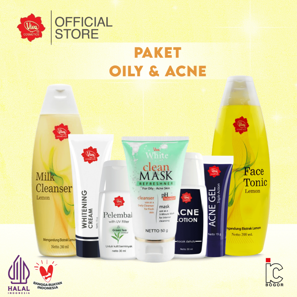 Paket Untuk wajah Berminyak dan Jerawat - Rangkaian Skincare Viva Kulit Berminyak dan Berjerawat