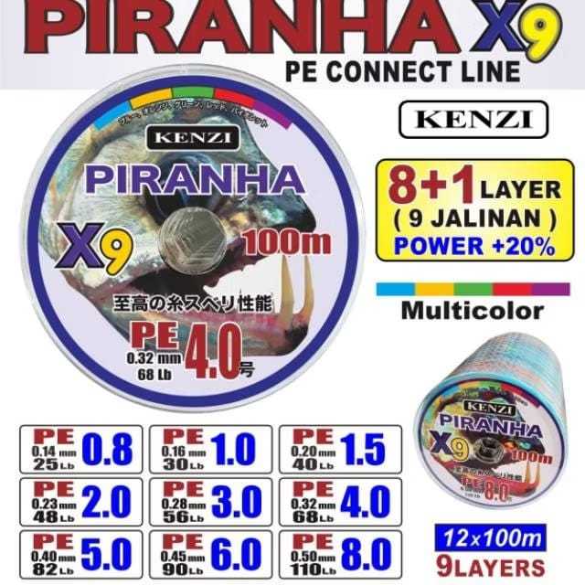 SENAR PE KENZI PIRANHA X9. 100M. PE CONNECT LINE