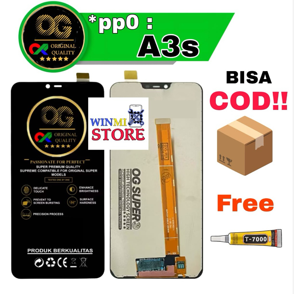 LCD OPPO A3S OG 100 Fullset Asli Ori Touchscreen Compatible For Glass Touch screen Ditgitizer LCD OP
