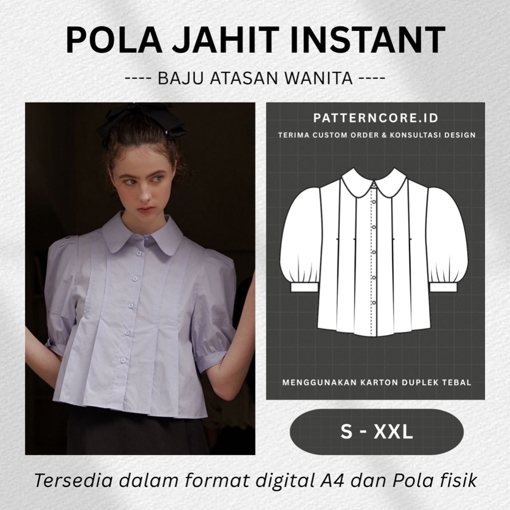Pola Jahit Instant - Baju Wanita Kemeja