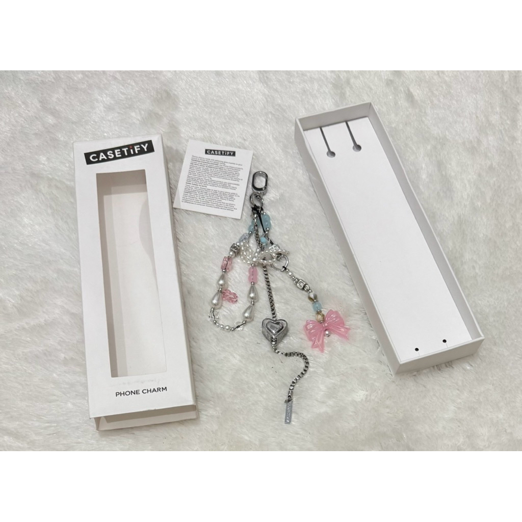 Casetify Phone Charm / Bag Love Pink Ribbon Gantungan Hp / Tas ORIGINAL