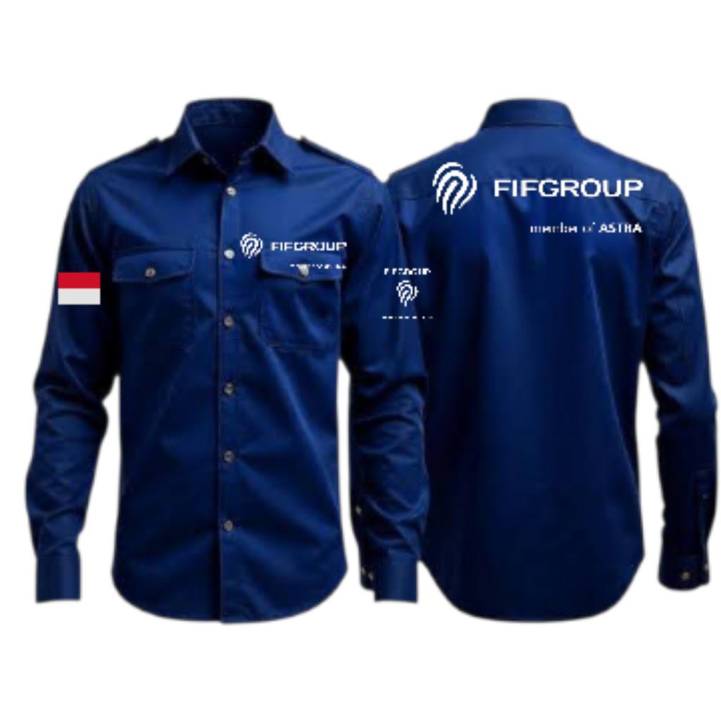 kemeja fif finance baju pdh fif group navy panjang