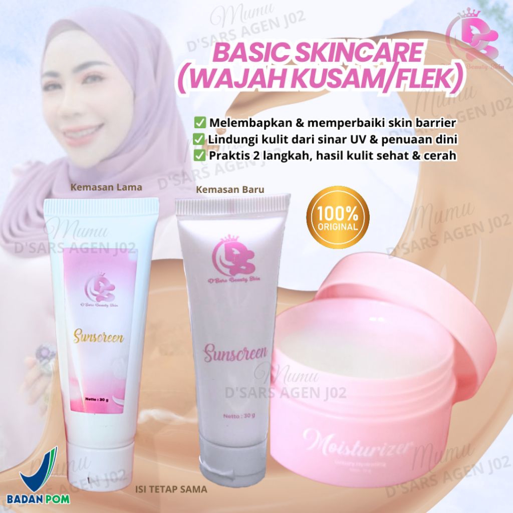 PAKET PEMULA (NORMAL/ FLEK/ KUSAM) MOIS + SS SPF50 - D'SARS BEAUTY SKIN