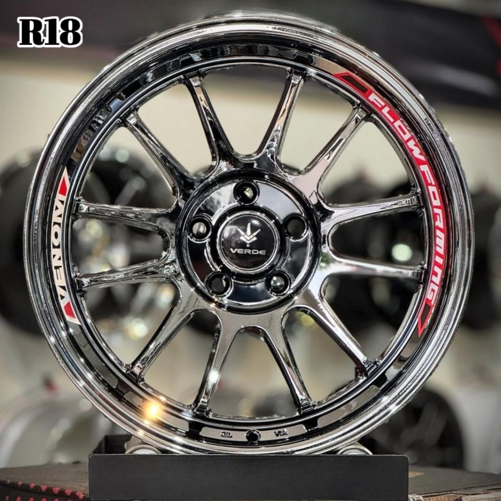 VELG VENOM 5 BLACK CROME R18 LEBAR 9 ET 20 RING 18 velg mobil racing r18 Innova reborn civic crv Alm