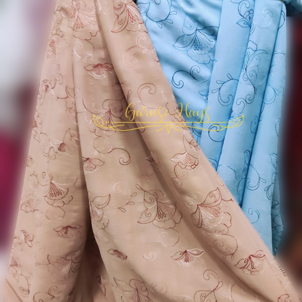 Kain Bloom Embroidery Cotton Katun Santana Lebar 150 cm
