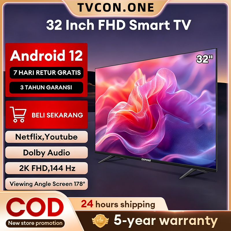 TV Smart 32 Inch TV Android 32 Inch LED 4K UHD WIFI Televisi Youtube/Netflix/HDMI/USB Support PS3/4