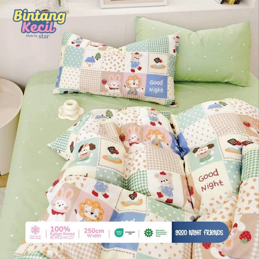 Sprei Set Katun Star Premium Motif Good Night Friends