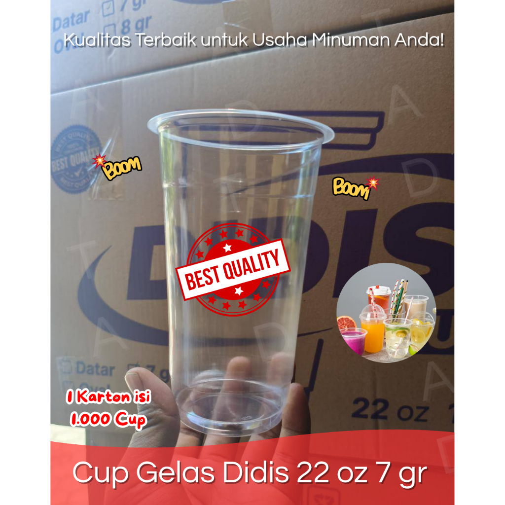 Cup Gelas Plastik Didis 22 oz 7gr Minuman Es Teh Es Buah dll Murah