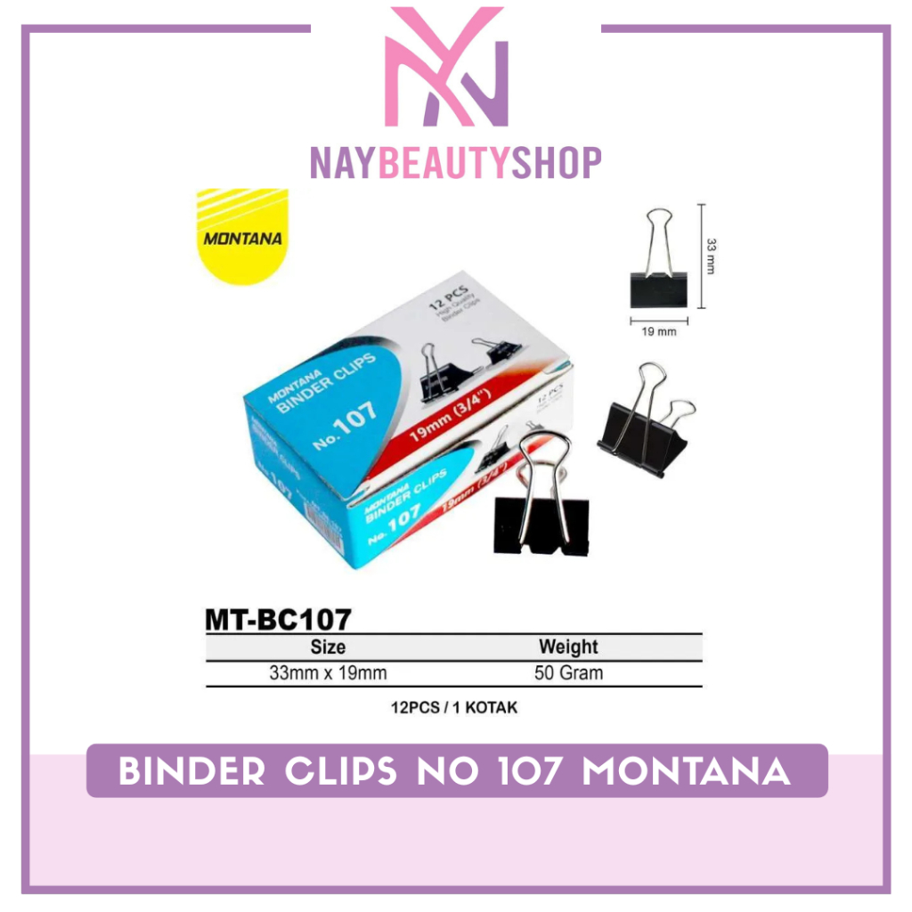 Binder Clip 107 / Binder Klip No 107 / Klip Penjepit Kertas Montana