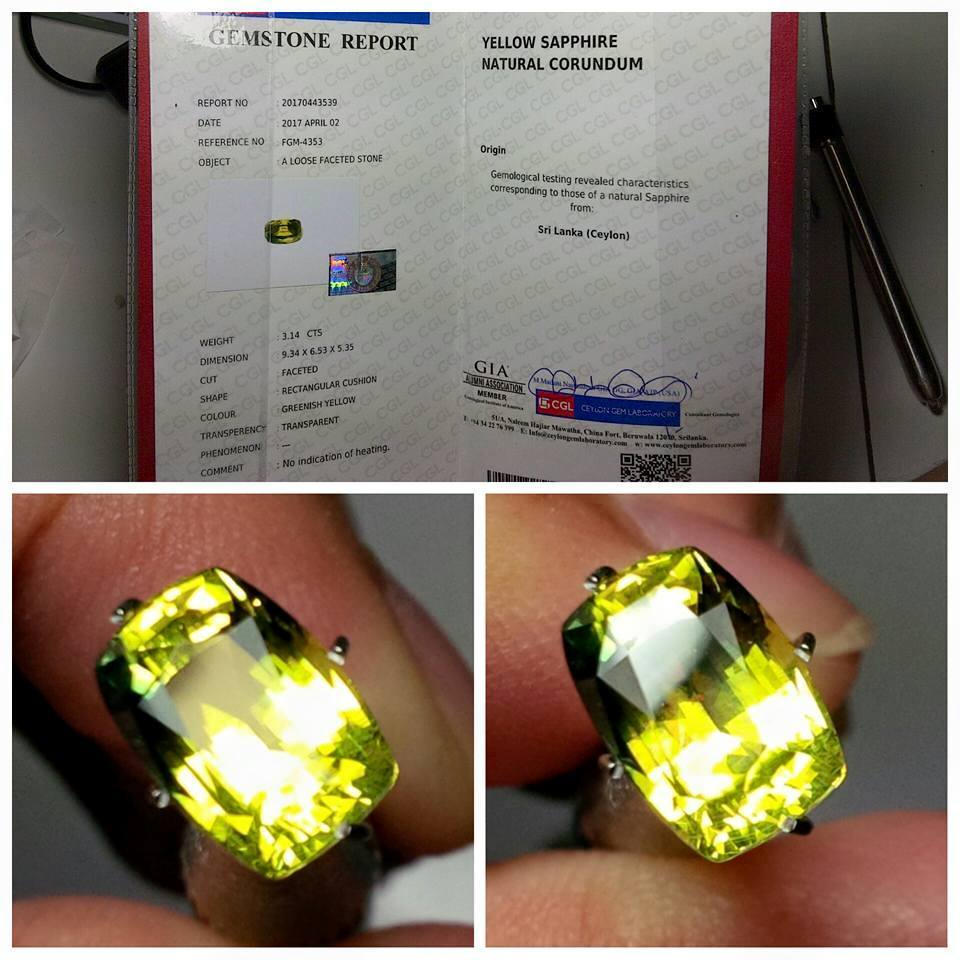 NO HEAT YELLOW SAPPHIRE CEYLON SAFIR SRILANKA - SERTIFIKAT STANDART GIA LANGSUNG DARI BERUWALA SRILA