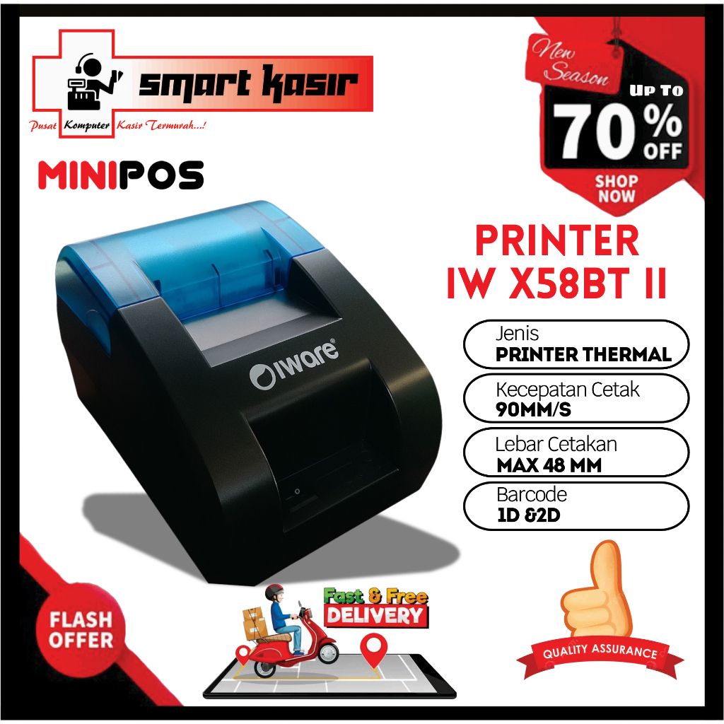 PRINTER THERMAL X58BT II BLUETOOTH CETAK RESI | PRINTER THERMAL RESI 58mm | PRINTER THERMAL MINI RES