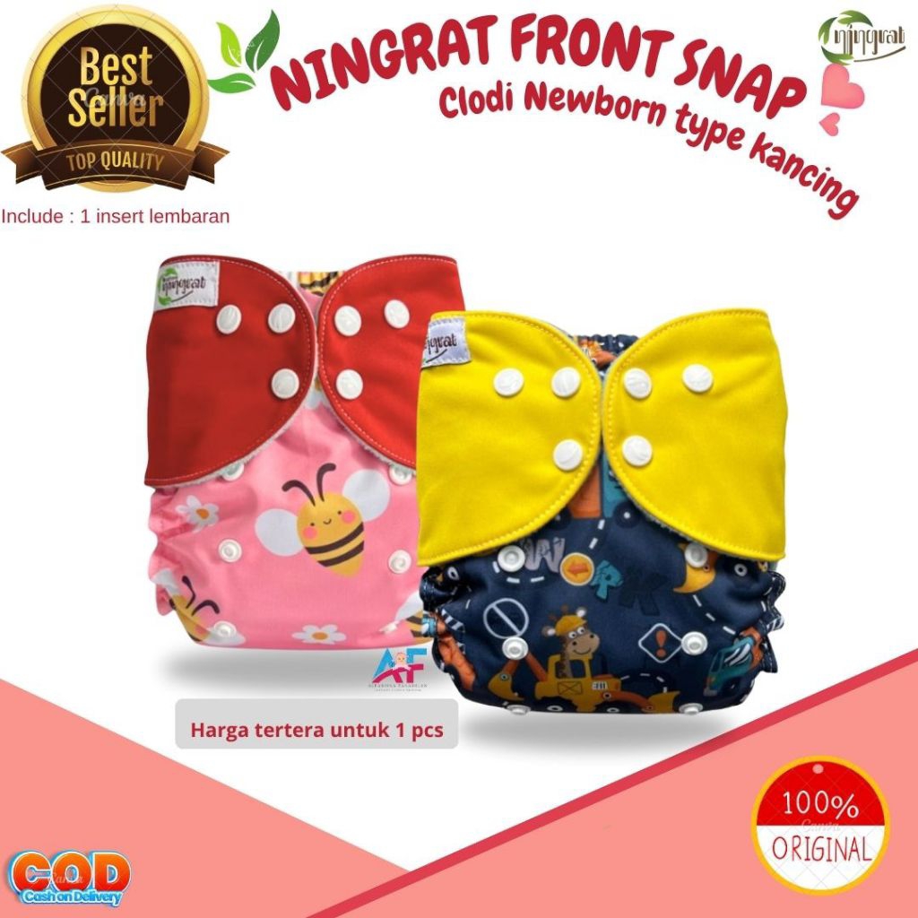 Clodi Ningrat Popok Bayi Newborn Clody Kancing Front snap Cloudy SNI  Premium Anti bocor