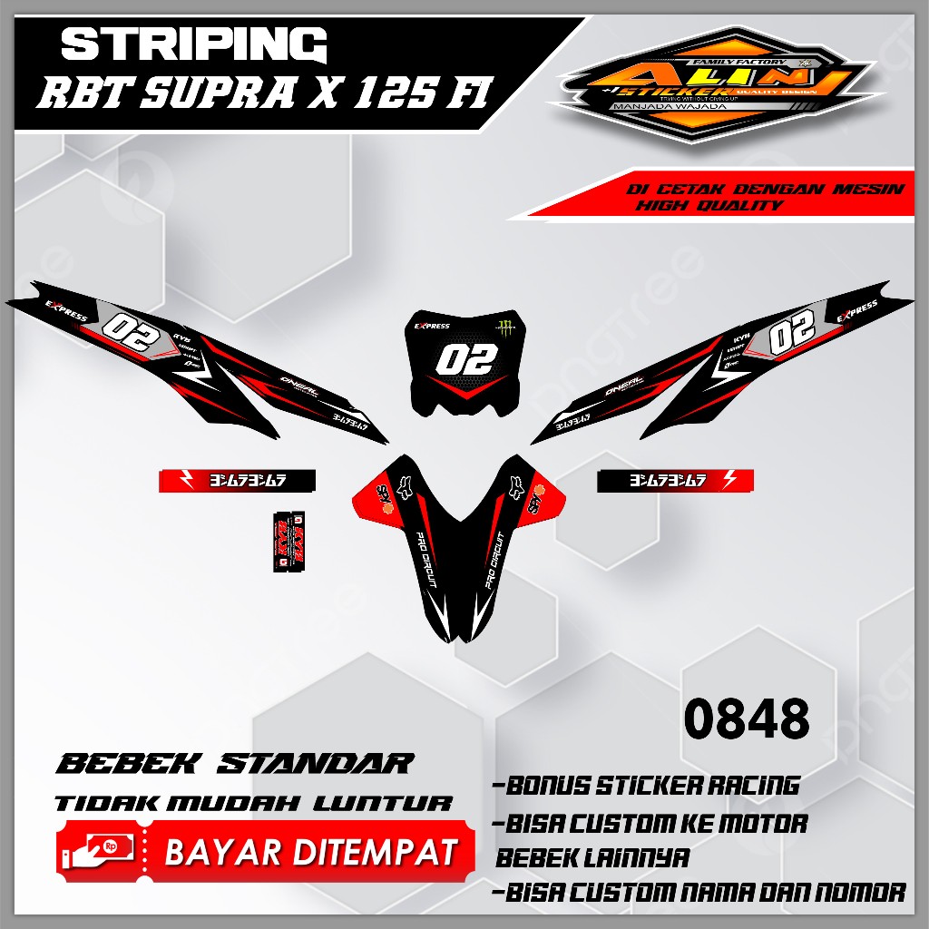 0848 STRIPING  RBT SUPRA X 125 FI  - STRIPING VARIASI SUPRA  DESAIN RACING
