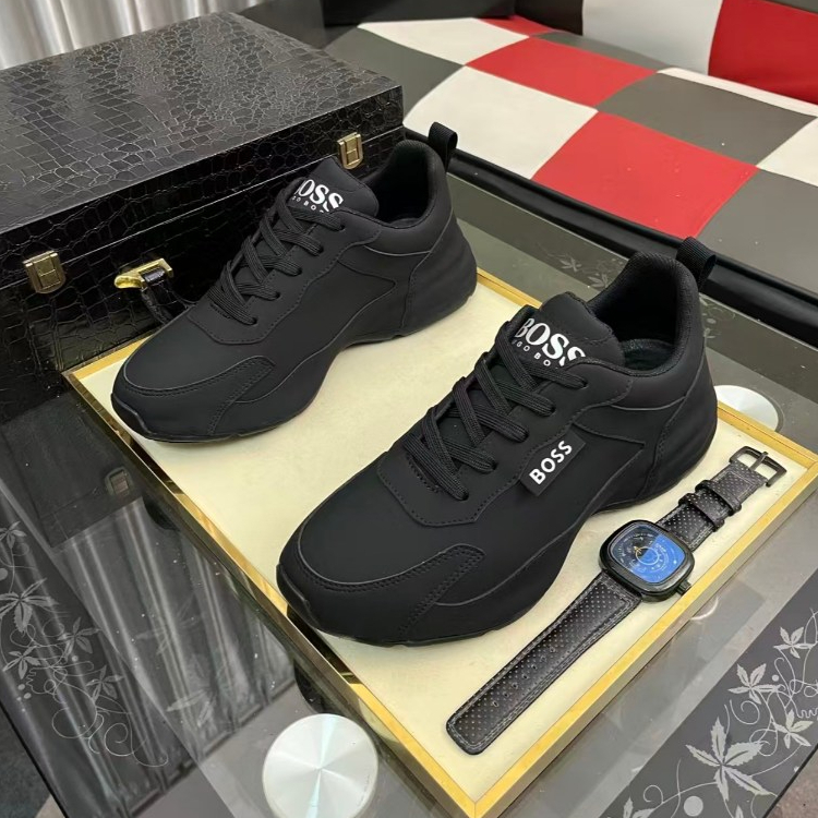 Sepatu Olahraga Laki-Laki Hitam Hugo Boss Sepatu olahraga tren mode
