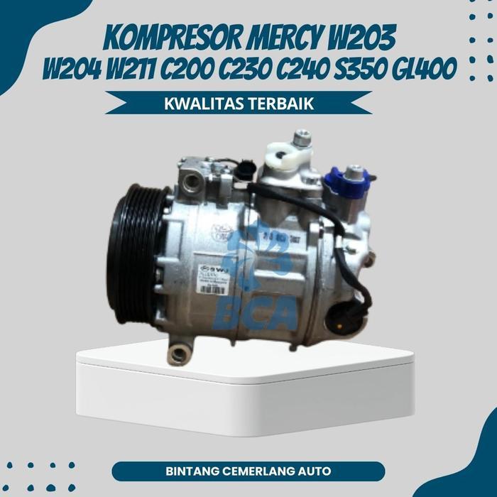 KOMPRESOR AC MOBIL MERCY W203 W204 W211 C200 C230 C240 S350 GL400 6PK