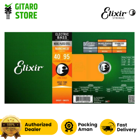 ELIXIR 14002 NANOWEB Plated Senar Gitar Bass 4 String Elixir Ori 4095