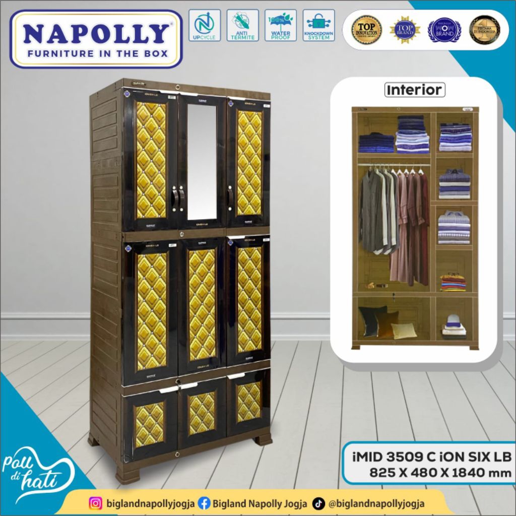 LEMARI PAKAIAN PLASTIK NAPOLLY 3 PINTU JUMBO