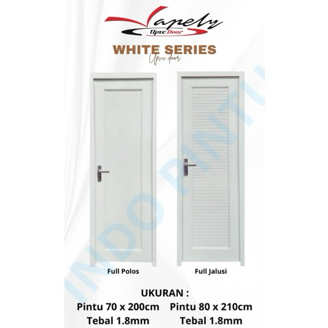 Pintu Kamar Mandi UPVC Vapely Polos Putih