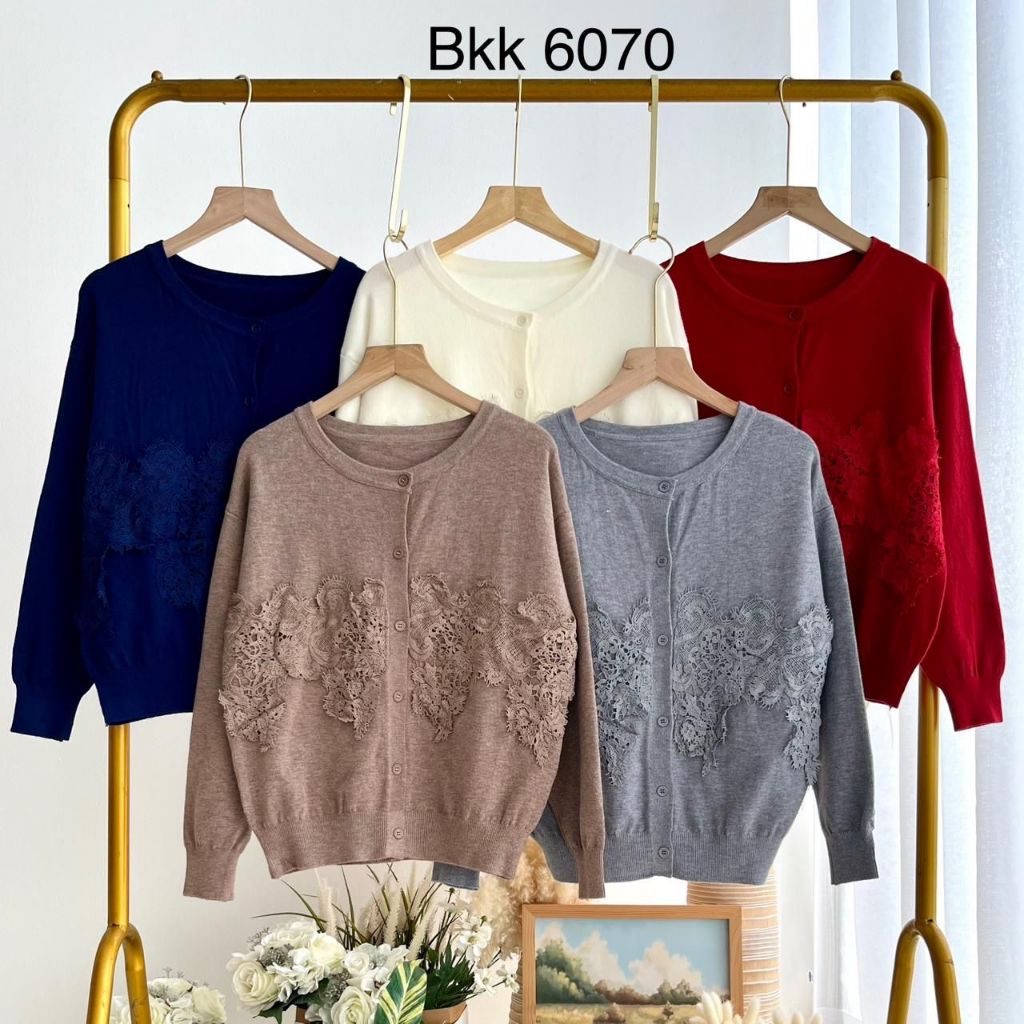 BKK 6070 / GROSIR ATASAN RAJUT IMPORT , PGMTA, ISI 5 PCS BY SUGAR