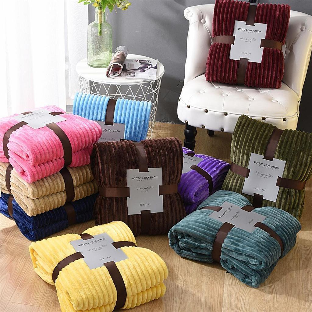 Selimut Bulu Dewasa Tebal Polos Salur 180x200