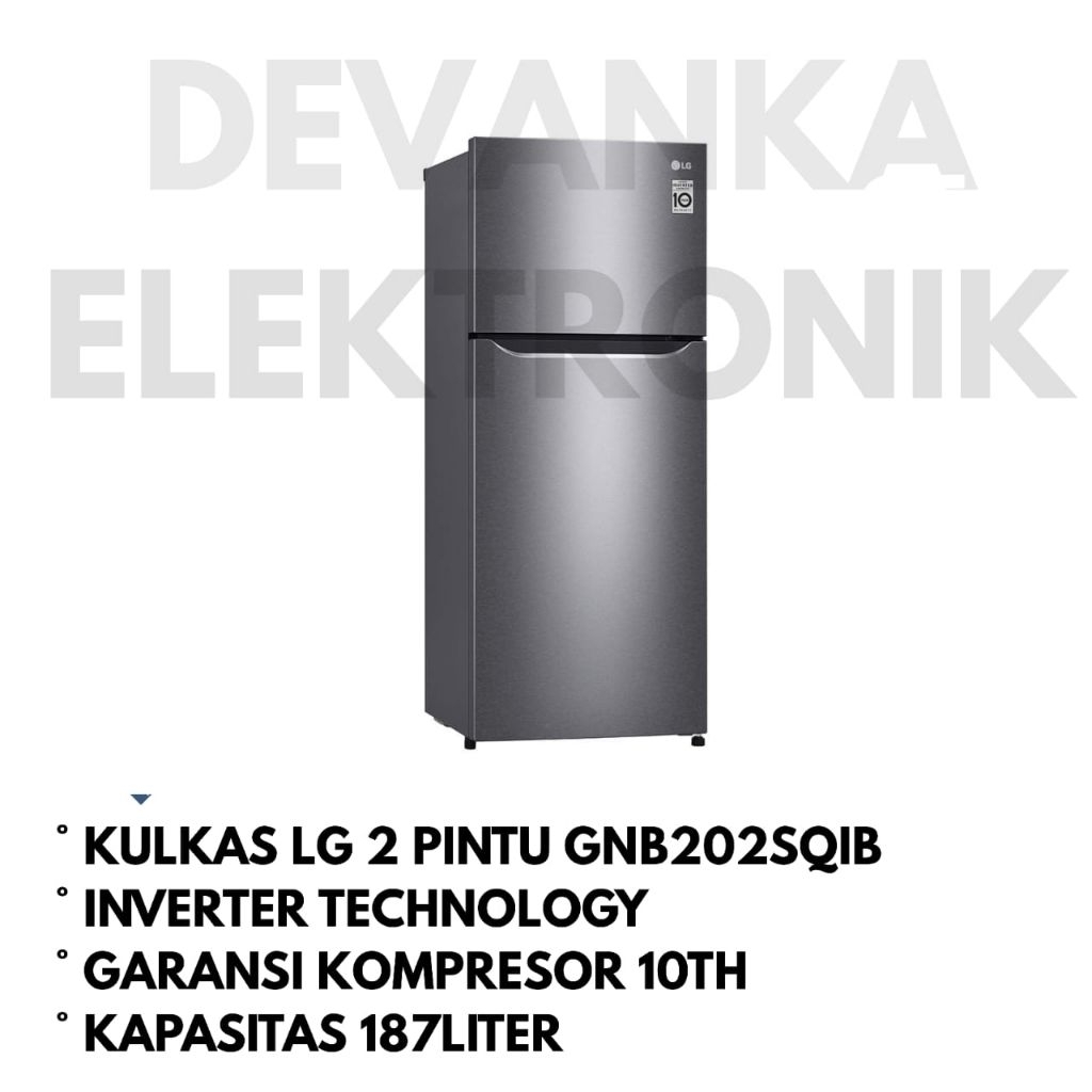 KULKAS LG 2 PINTU GN B202SQIB / INVERTER LG 2 PINTU / KULKAS 2 PINTU LG