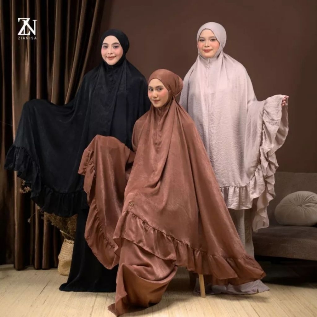 ORIGINAL 100% TAZBIYA x ZIANISA MUKENA DEWASA SANTORINI SILK | MUKENA SESERAHAN COLLECTION