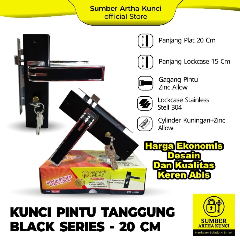 Kunci pintu tanggung 20 cm/Kunci pintu black series/Kunci pintu 1 Set promo