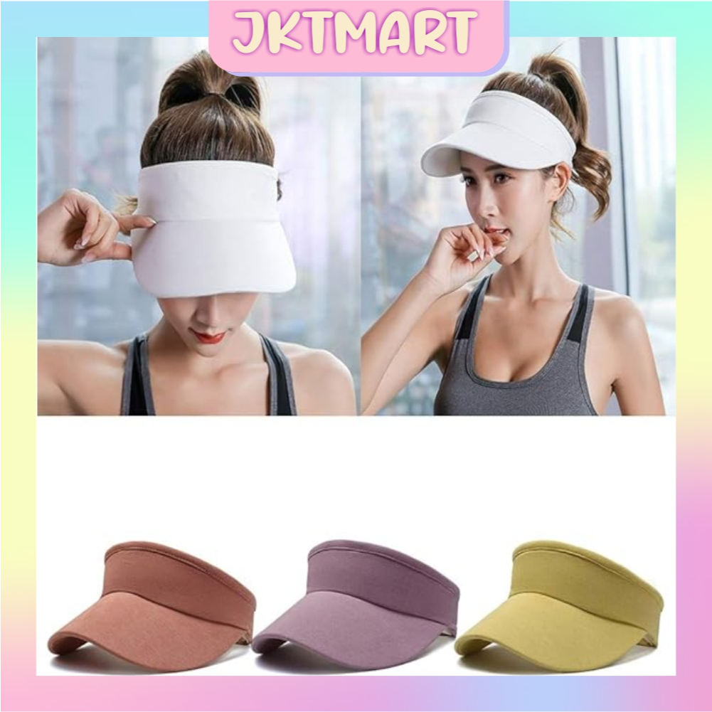 JKTMART Topi Golf Tennis Rajut Katun Elastis Topi Olahraga Wanita Gaya Korea Topi Golf Senam Pantai 