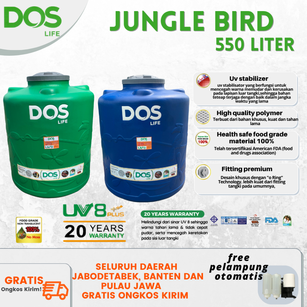 DOS -  Water  Tank Jungle bird 550 Liter Toren Air Tandon Air Tanki Air