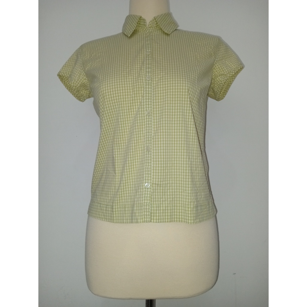 [PRELOVED] Good Atasan Wanita Kemeja Kotak-Kotak Hijau Lengan Pendek MARKS&SPENCER