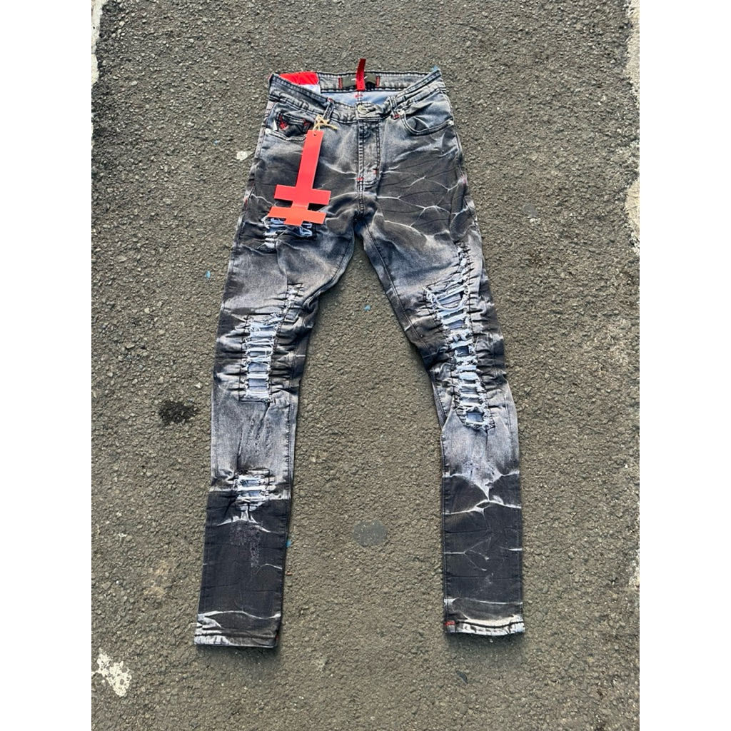 Hamjeansku H1- leather ash grey washed denim