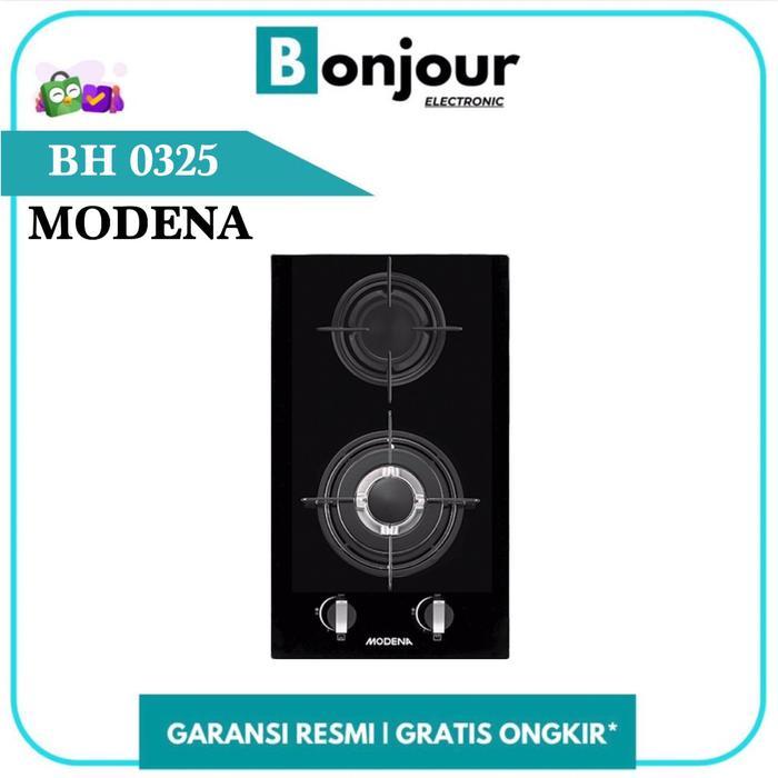 Kompor Tanam 2 Tungku Modena BH 0325 Tempered Crystal Kompor Gas Hob 2 Burners Modena LISCIO BH0325