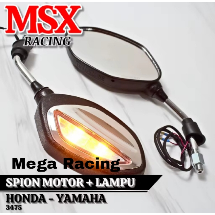 Spion Lampu Sen Running Sein Chrome Silver Model Beat Bisa H Y Universal Spion + Lampu Sen MSX Spion