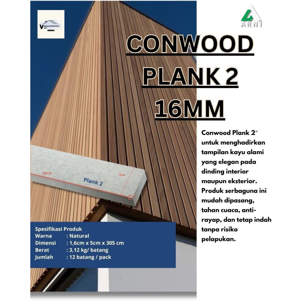 ✨ Conwood Plank 2" 16mm – Dinding Elegan Tampilan Kayu Alami