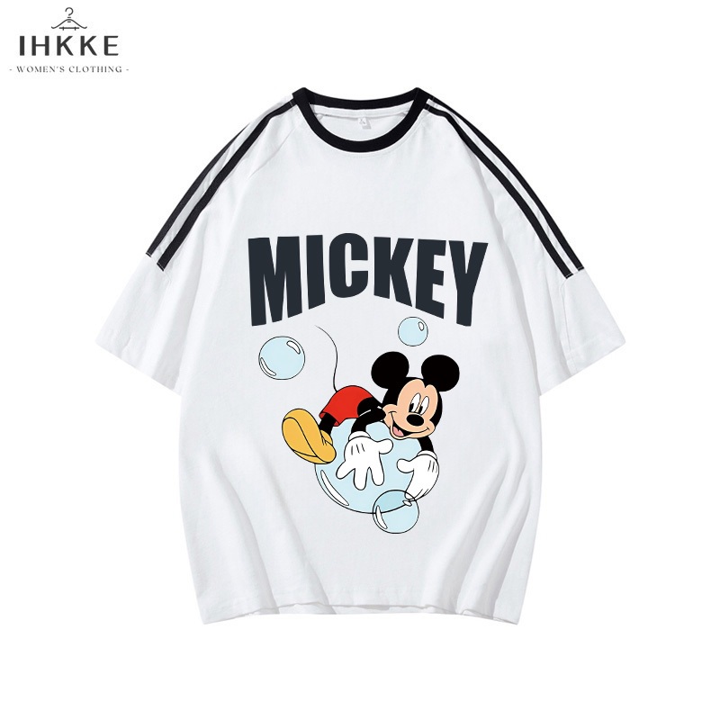 IHKKE Kaos Lengan Pendek Cetak Mickey Mouse Wanita/Versi Korea Kaos Disney Premium Versi Korea Dari 