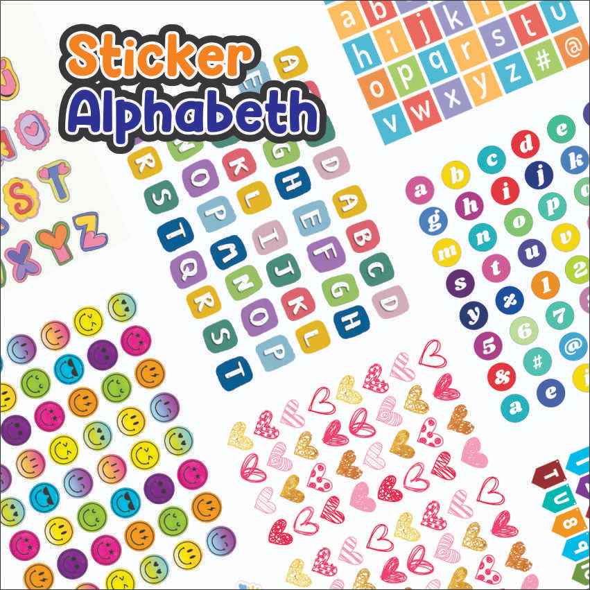 sticker huruf / sticker decoration / dekorasi scrapbook / stiker jurnal / stiker alphabet