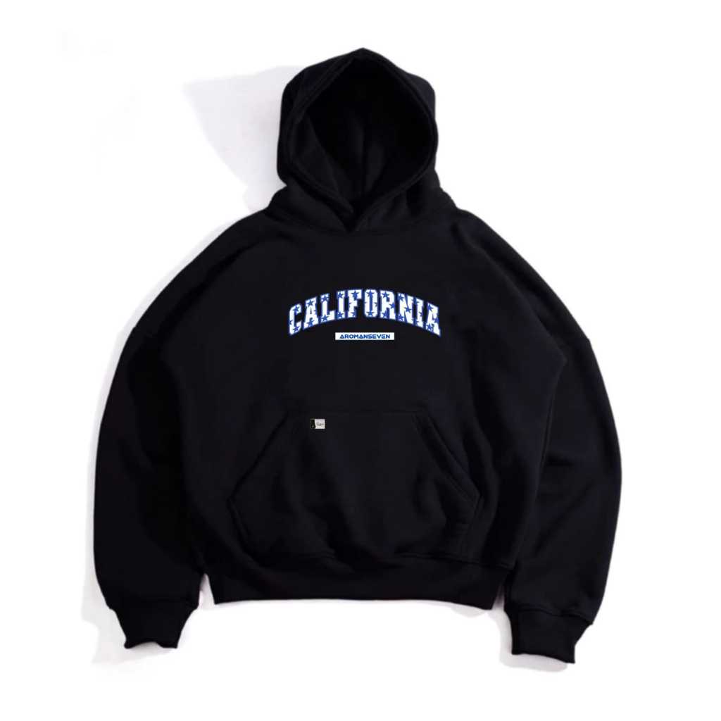 ZODIAK Sweater Hoodie Boxy Oversize Unisex California Hitam Distro Keren Nothing Zipper Pria Wanita