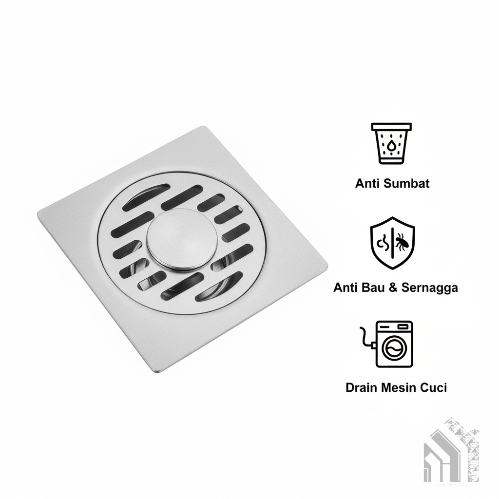Saringan Pembuangan Air Kamar Mandi Floor Drain Stainless Steel Dapur Anti Serangga Bau