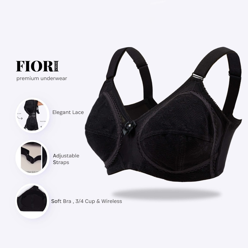 FIORI Bra TECIA Ver 03 BLACK | Bra Tanpa Kawat Tanpa Busa Kait 2
