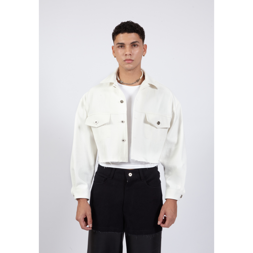 OCWA KOA CROP WHITE DENIM JACKET