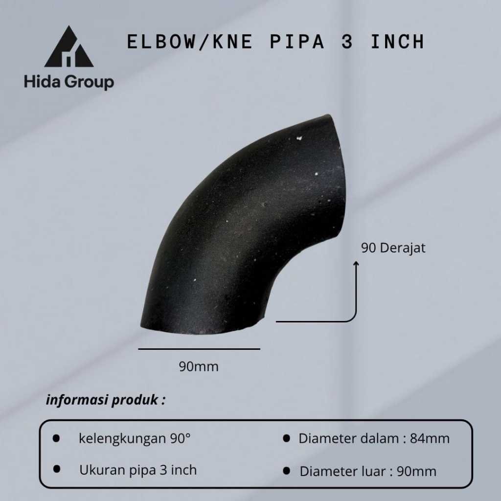 Elbow Pipa Besi Las 3'' inch 90mm Penyambung Pipa Besi