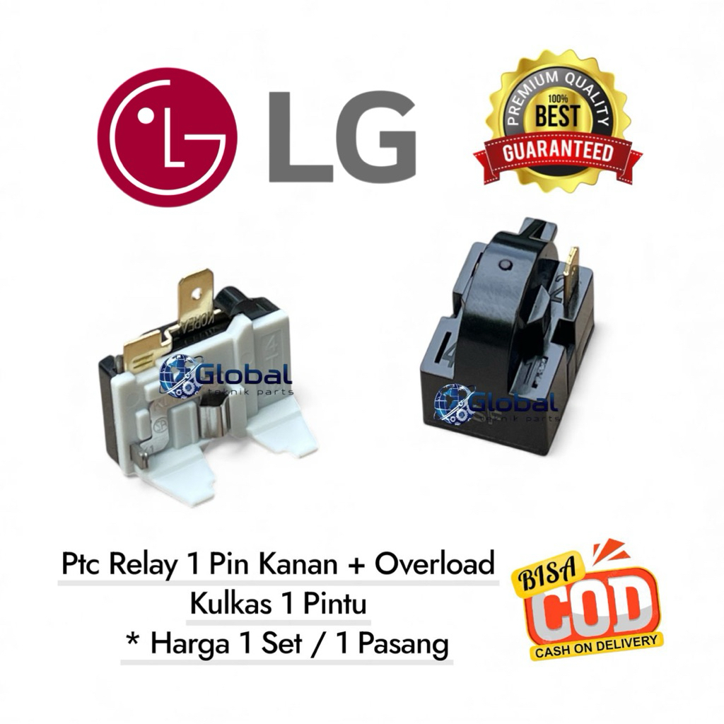 [1 Set ] Ptc Relay 1 Pin Kanan + Overload Kulkas 1 Pintu / Relay Kulkas  LG 1 Pintu