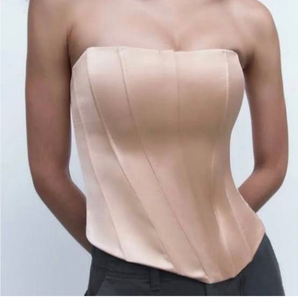 ZARA Satin Effect Corset Bustier Top