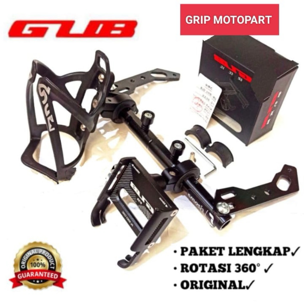 HOLDER HP GUB P30 Paket lengkap + Holder Bottle + Stabilizer Palang Stang Antar Spion