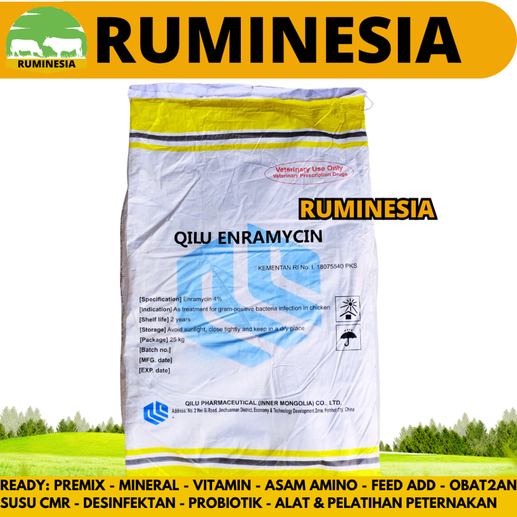 QILU ENRAMYCIN 4% 25 KG - Premix Feed Additive AGP Ayam Petelur Pemacu Pertumbuhan & Penggemukan
