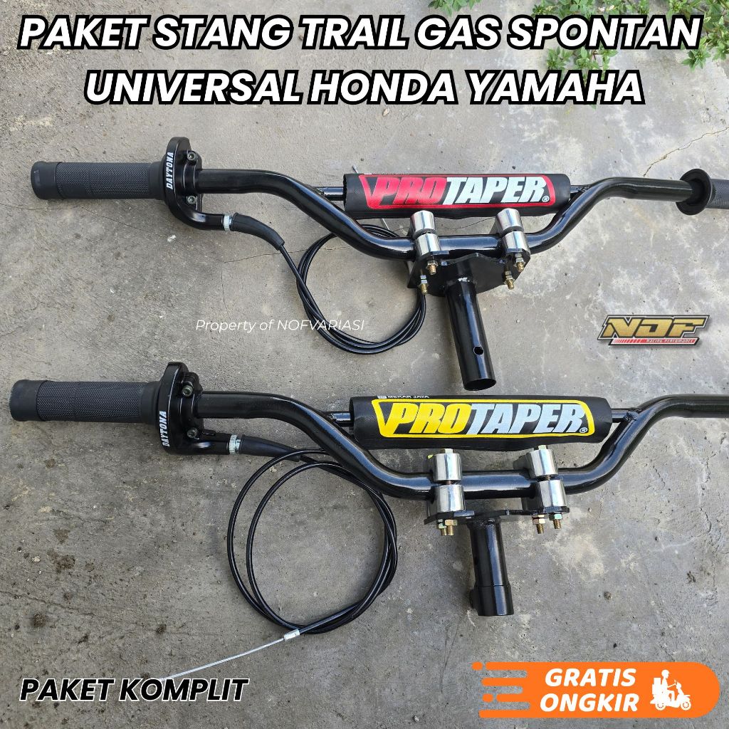 PAKETAN Stang Trail Dudukan Stang Gas Spontan Busa Protaper HONDA YAMAHA SUZUKI Paket Komplit