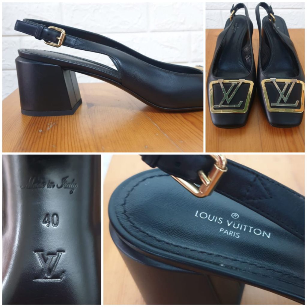 Preloved Authentic LV Madeleine Slingback Hitam 40