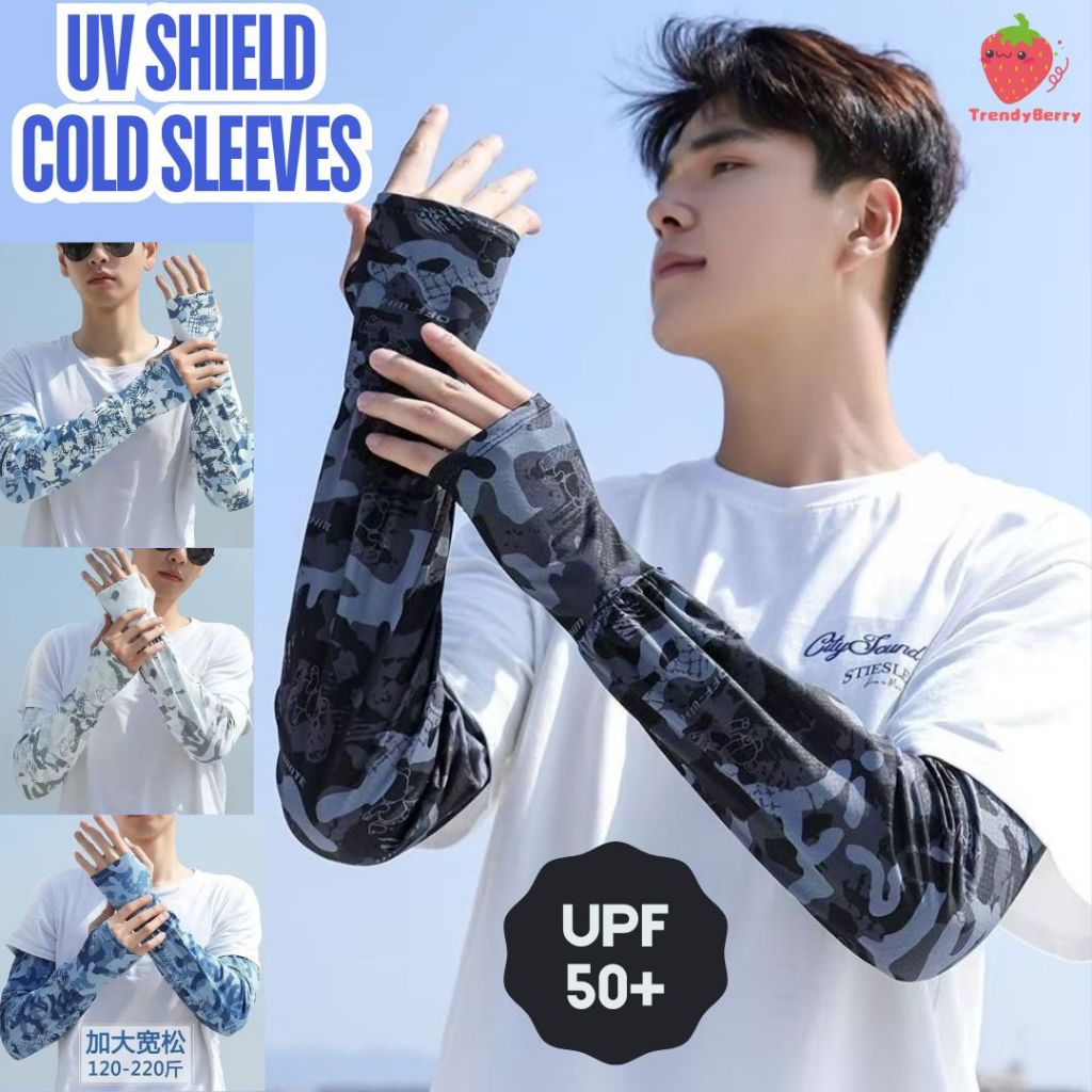 Manset Tangan UPF 50+ Bahan Silky Ice Adem Untuk Pria UV Protection Aktivitas Outdoor Pelindung Tang