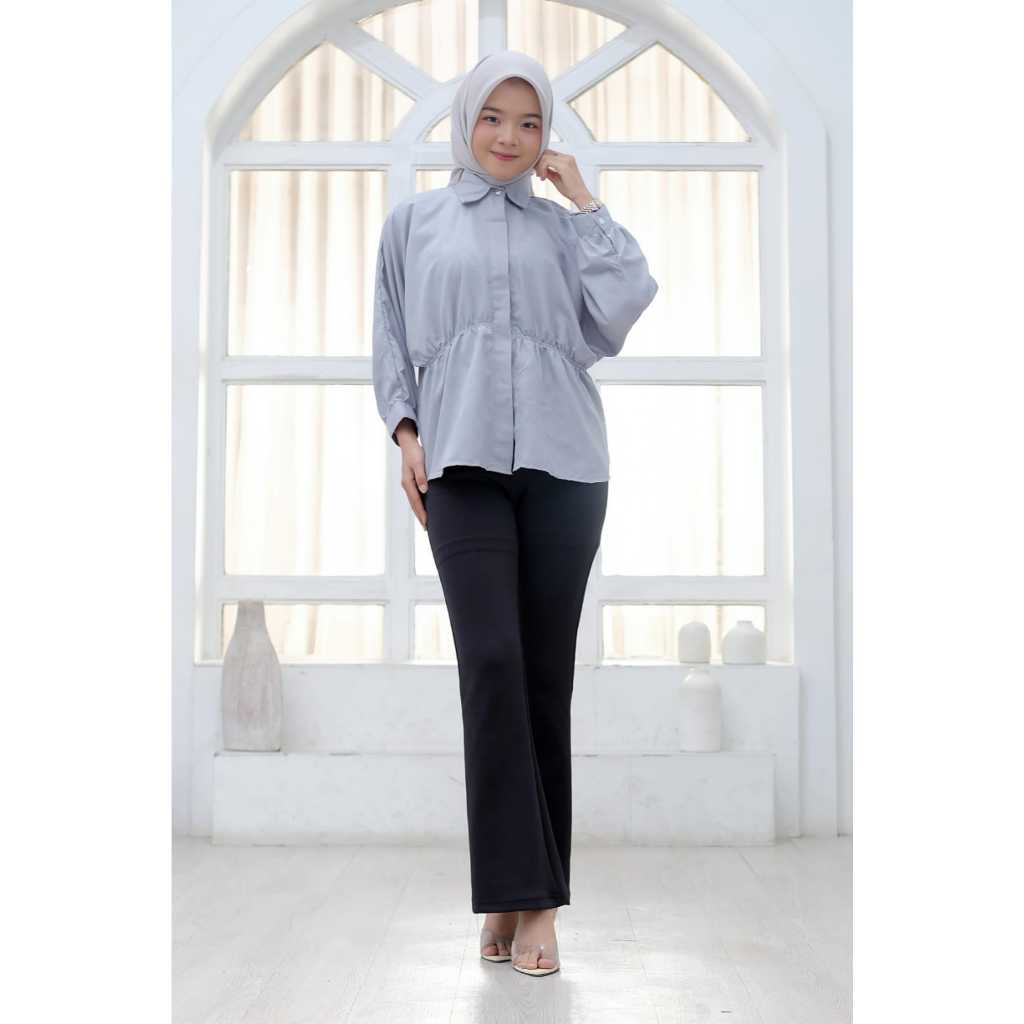 Zeya top - Kemeja Polos Wanita Oversize Kerut Depan - Atasan Blouse Wanita Elegan Nyaman